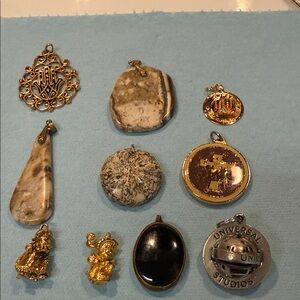 10 Assorted Gold and Stone Pendants Pendants